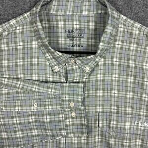 HUK Mens Tide Point Shirt Mens XXL Plaid Long Sleeve Button Down Performance